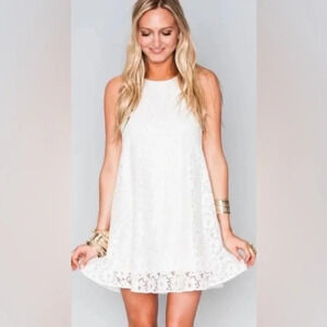 Show me your mumu Ritzy mini white lace dress. Keyhole back, size medium